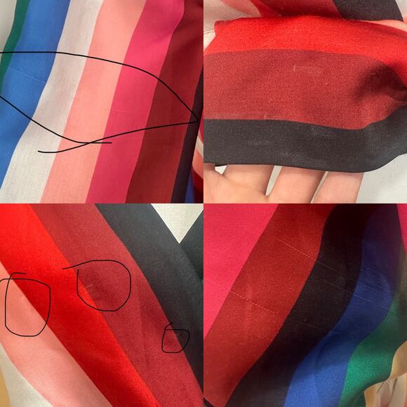 Alice + Olivia Dyanna Rainbow Multicolor Stripe Wrap Blouse Vibrant Pride Chic - Picture 6 of 10